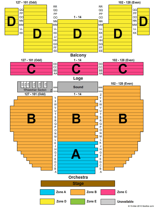 The Broadway Theater at Ulster Performing Arts Center Seating Chart